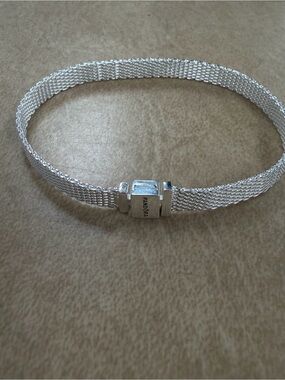 Pandora Silver Mesh Bracelet - Polished Silver Tone 7 inches new no box